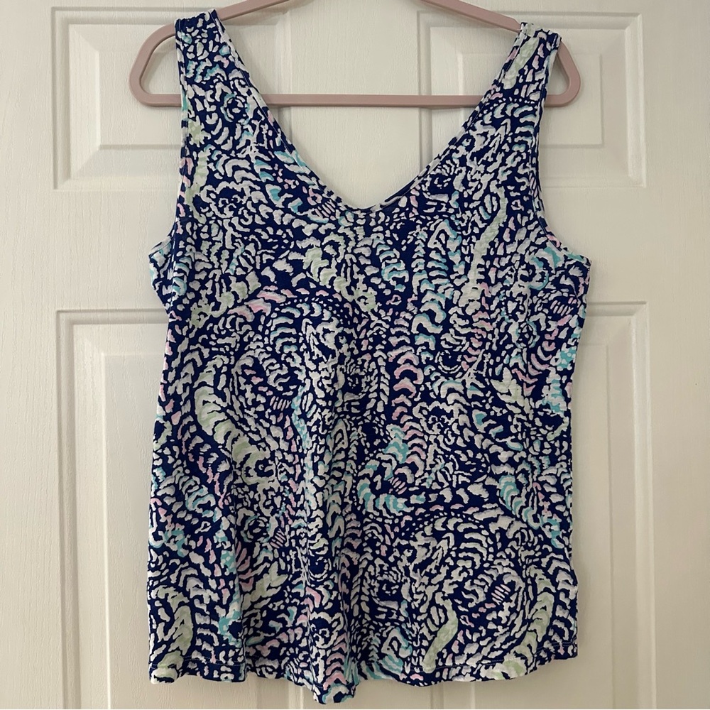 Lilly Pulitzer Gigi Tank in Blue Grotto Move it Or Lose it Size Med - Picture 2 of 7